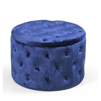 POUF CONTENITORE IN VELLUTO TRAPUNTATO 60 X 60 X 42 CM COLORE BLU