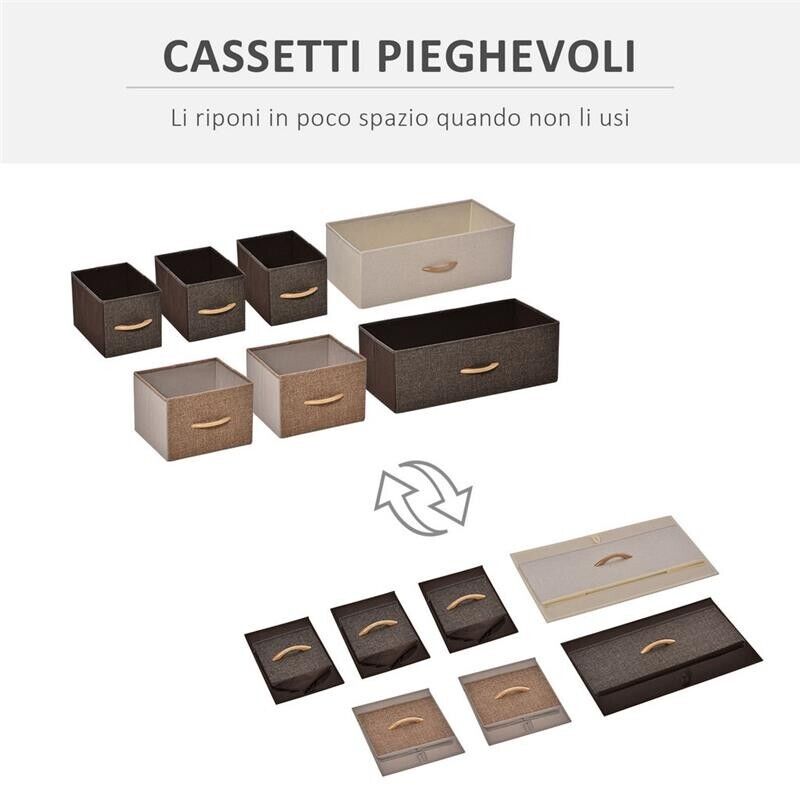 CASSETTIERA A 7 CASSETTI IN TESSUTO E LEGNO 80X29X78.5 CM