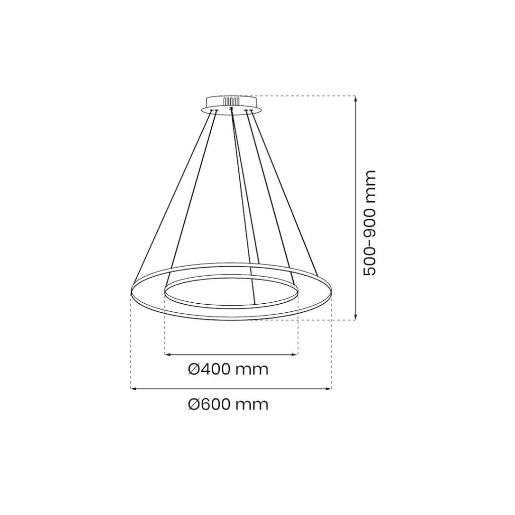 Lampada a sospensione oro 2 anelli 60/40 LED 51W 4000K Milagro