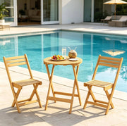 Set da giardino pieghevole in acacia con tavolo e 2 sedie