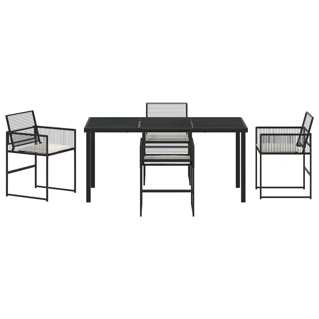 Set da Pranzo per Giardino 5 pcs Nero