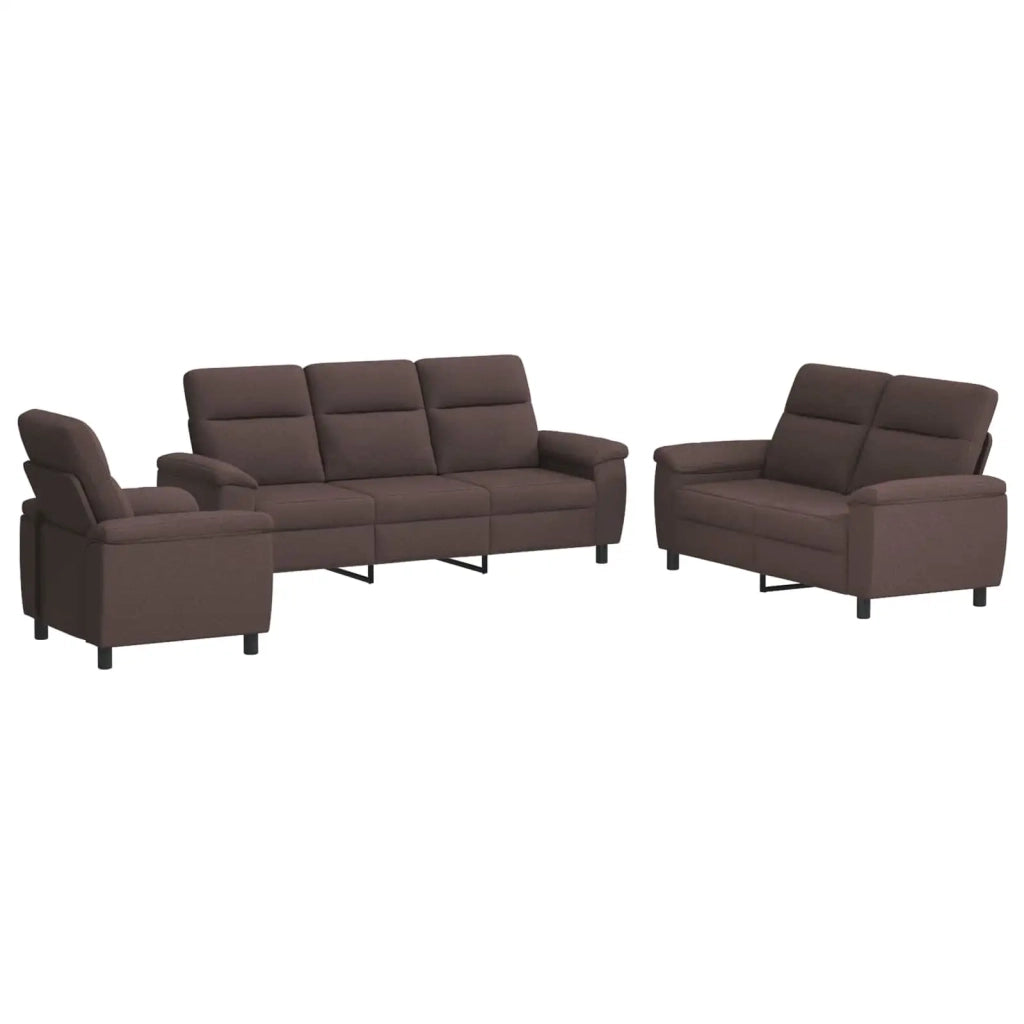 Set di divani 3 pcs Marrone Scuro Tessuto 3430647