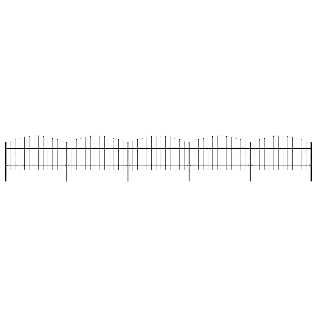 Recinzione da Giardino con Punta a Lancia in Acciaio 838x125 cm Nero 277725