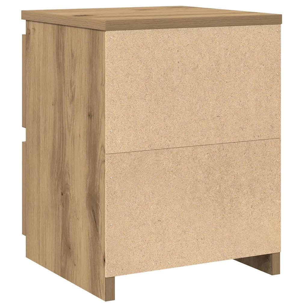 Comodini 2pz-Set di 2 Tavolino da notte Rovere Artigianale 30x30x40cm in Legno Multistrato