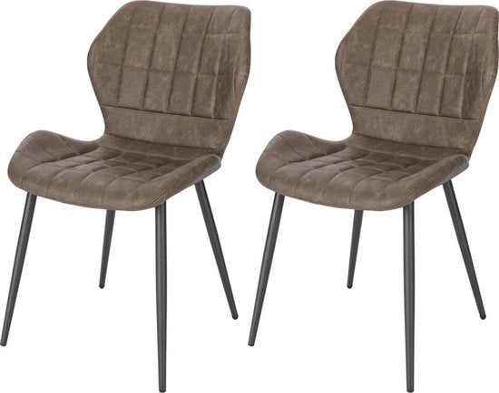 Set di sedie da pranzo in pelle - 2 pezzi - progettate per un comfort ergonomico e robustezza - struttura solida - stile moderno e sofisticato - colore marrone scuro