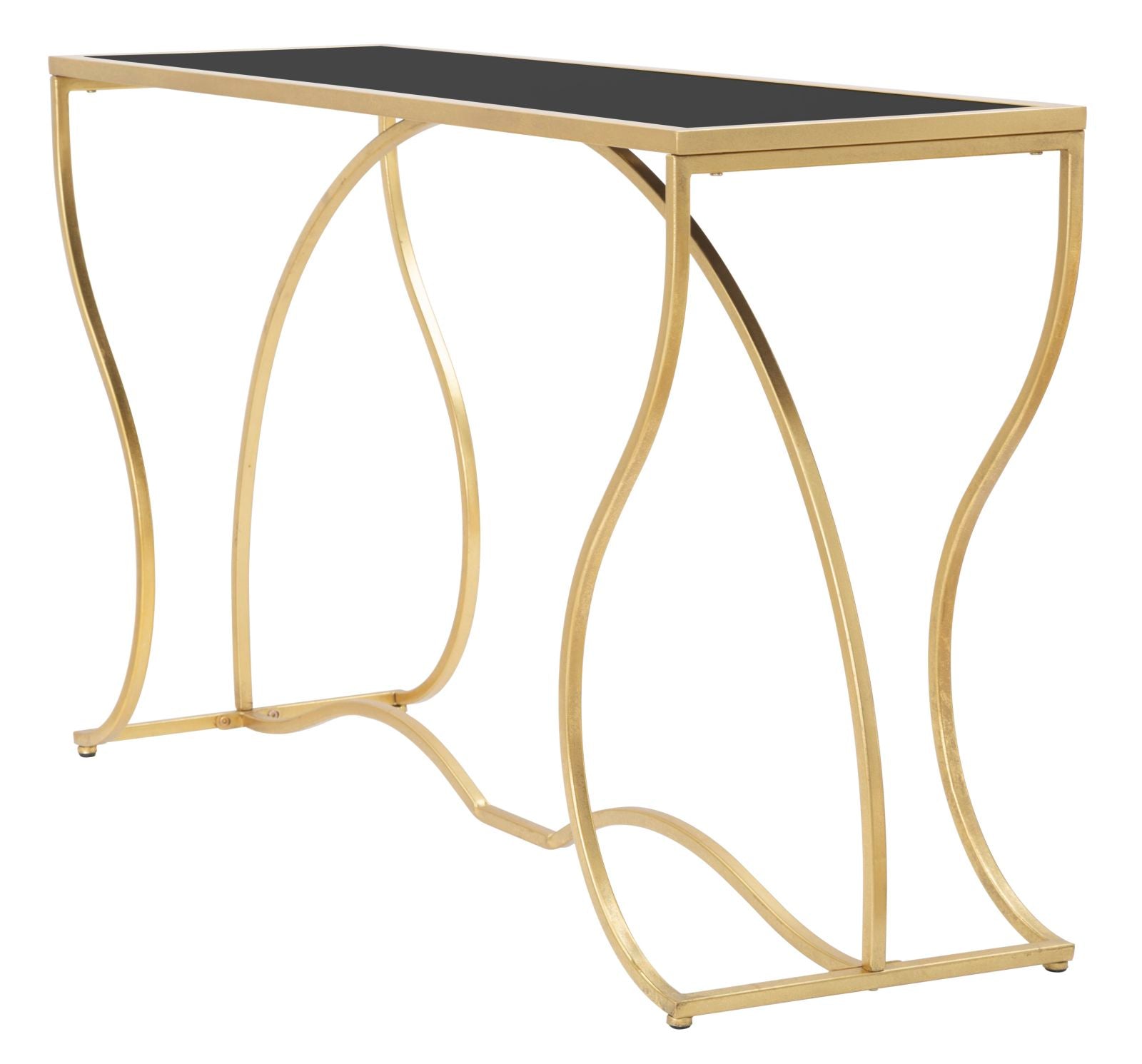 Console Sunshine 130x40x75 cm in Ferro e Specchio Oro e Nero