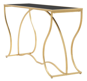 Console Sunshine 130x40x75 cm in Ferro e Specchio Oro e Nero