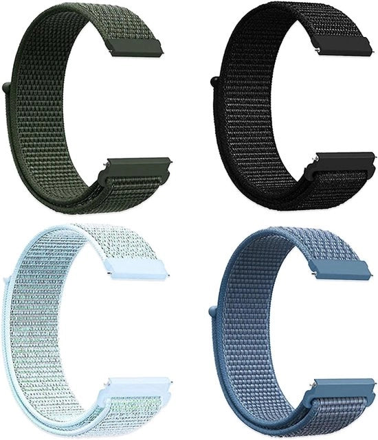 Cinturini orologio nylon Quick Release 4 pezzi 22mm/20mm nero blu grigio.