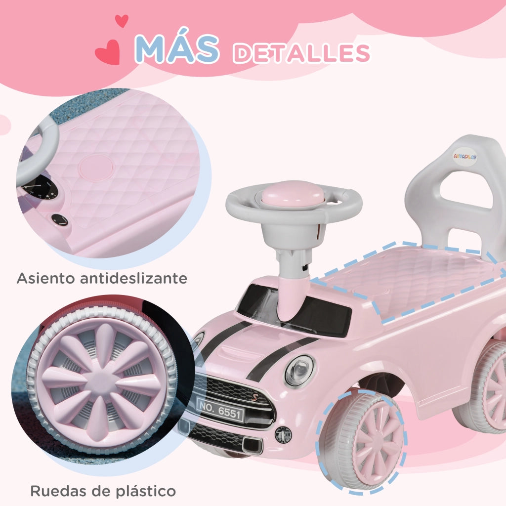Coche Correpasillos con Volante ¨C zephmum ¨C Rosa 53x25x35 cm