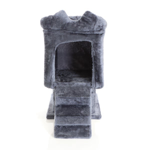 Fudajo Albero tiragraffi grigio scuro 60cm con casetta per gatti, tronco e sisal