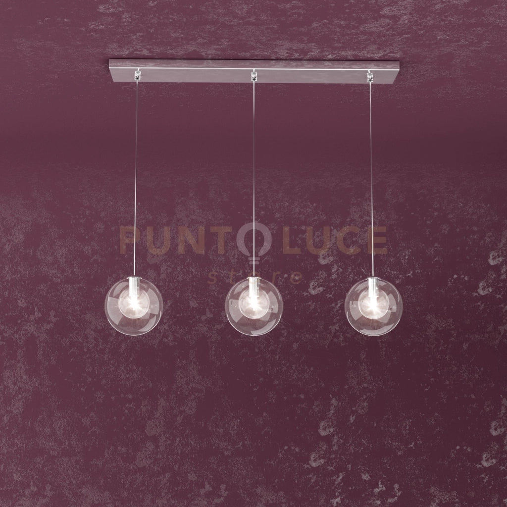 WILLOW SOSPENSIONE RETTANGOLARE 3 LUCI VETRO TRASPARENTE 1098-S3 R-TR