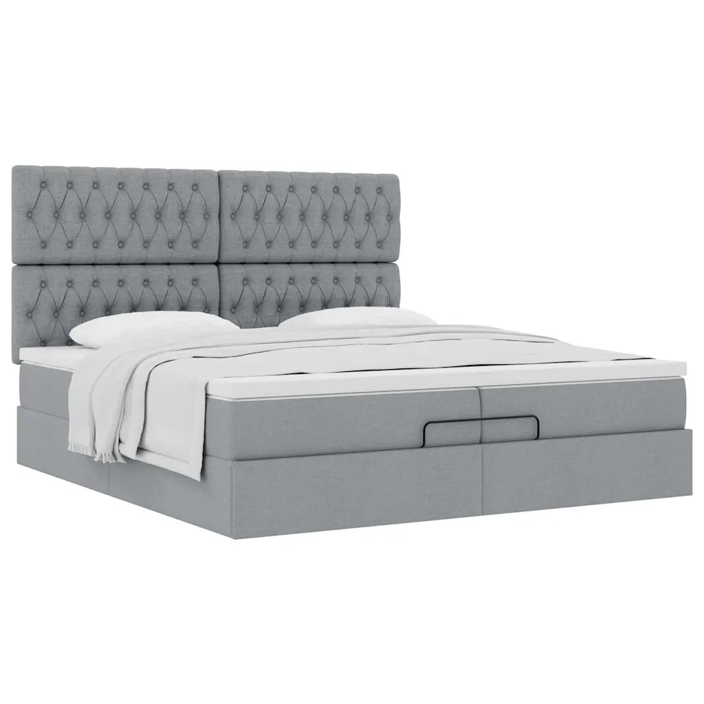 Struttura Letto Pouf con Materassi 200x200 cm in Tessuto 3313265