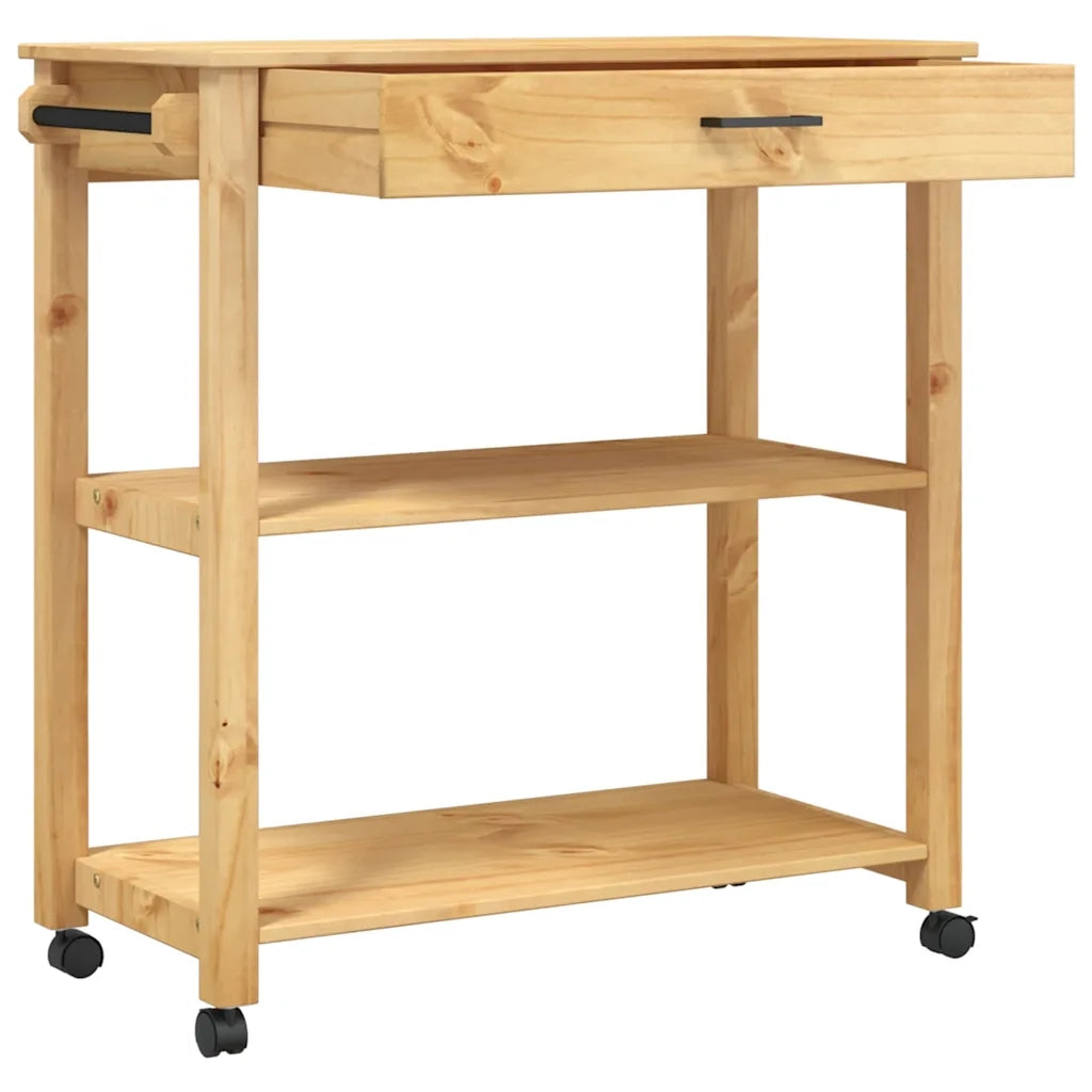 Carrello da Cucina MONZA 84x40x88,5 cm in Legno Massello di Pino 376103