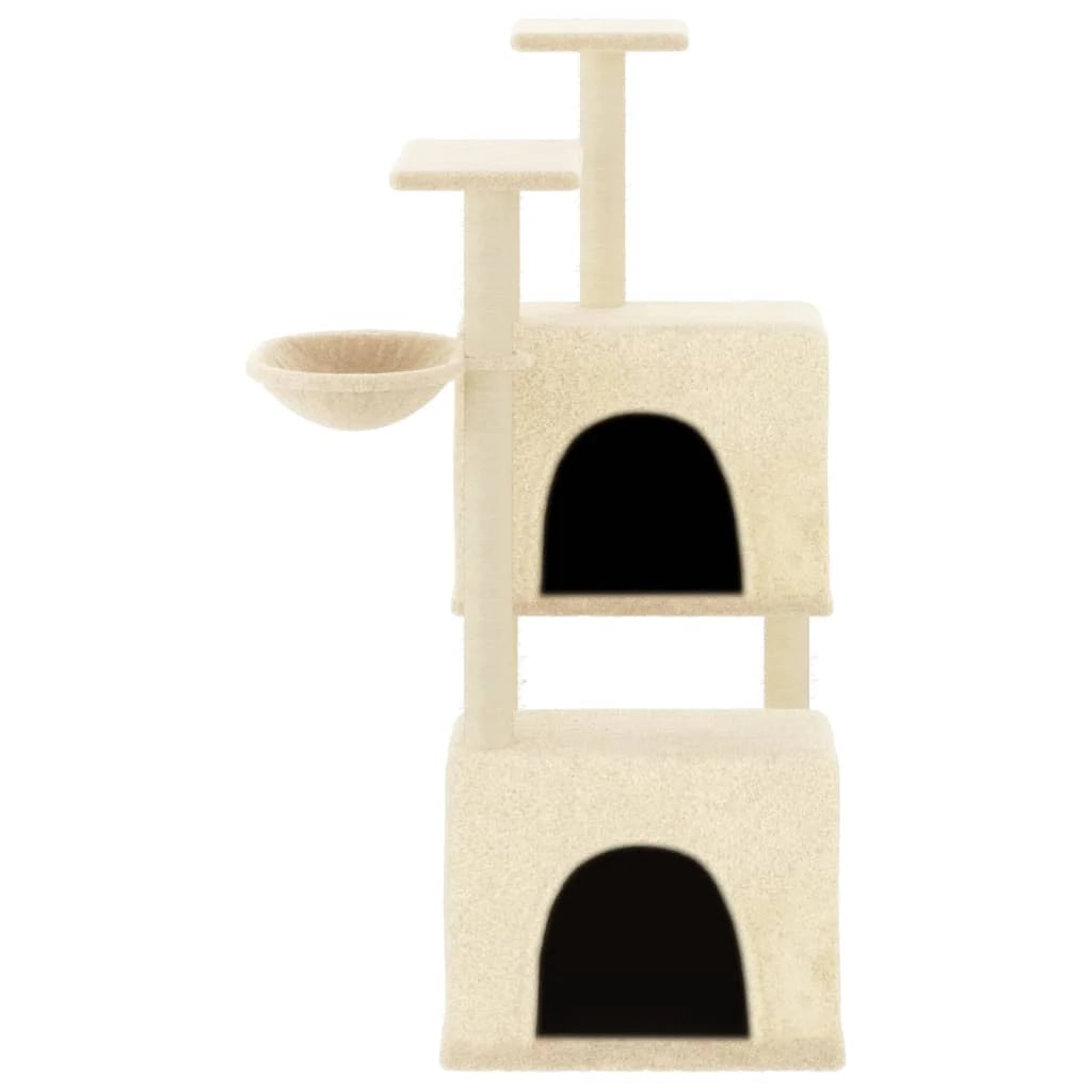 Tiragraffi per gatti torre per arrampicata giocattolo piattaforma per arrampicata con tiragraffi in sisal 122 cm crema 02_0022462