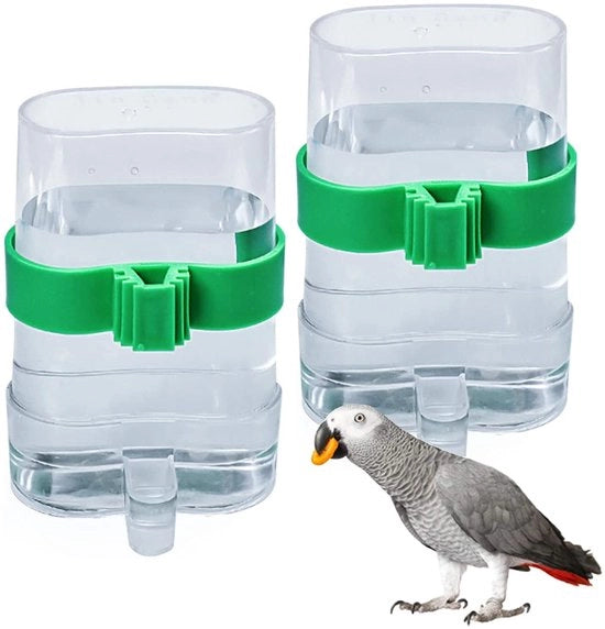 Dispensatore di cibo per uccelli automatico - Dispensatore di acqua per uccelli - Accessorio per gabbia - Materiale di alta qualità plastico - 2 pezzi - Sostenibile - Dispensatore di acqua per uccelli