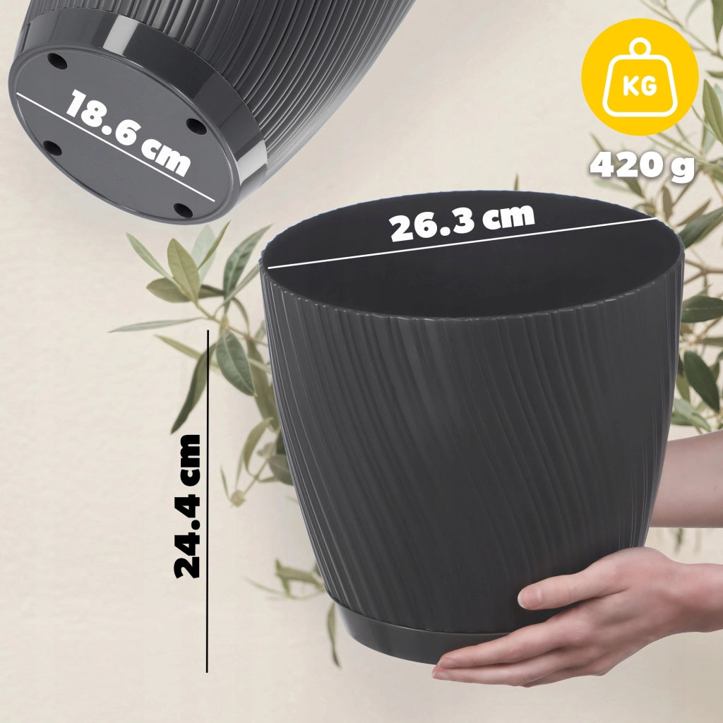 Vaso da fiori KADAX con supporto, coperchio, ciotola rotonda, 27 cm, grigio