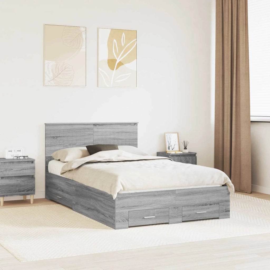 Struttura del letto con testiera Grigio Sonoma 120 x 190 cm