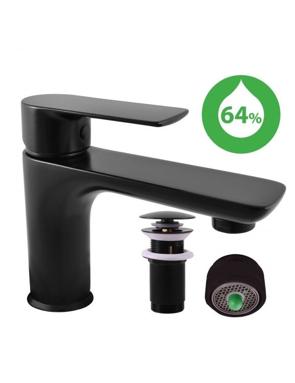 Miscelatore lavabo economico VLTAVA in ottone nero con pop-up