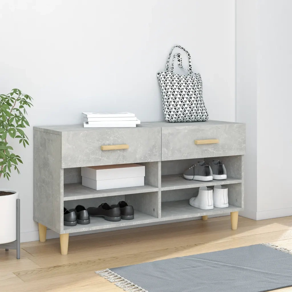 Scarpiera-Scaffale per scarpe Grigio Cemento 102x35x55 cm in Legno Multistrato