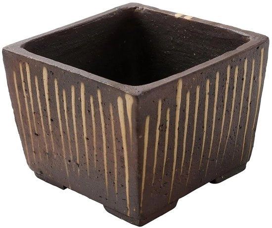 Scatola per bonsai artigianale - ceramica - 105x105x80 mm - adatta per piante arboree