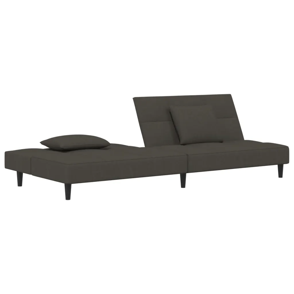 Divano Letto a 2 Posti con 2 Cuscini Grigio Scuro in Velluto 375808