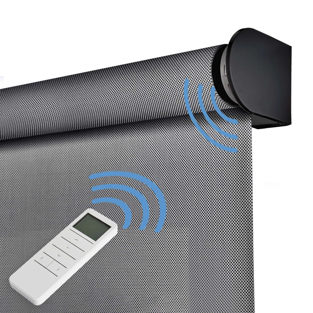 Tende a Rullo Motorizzate Screen Premium con finiture in alluminio Tessuto Tecnico con Motore e Telecomando  Grigio Scuro 140x180 cm