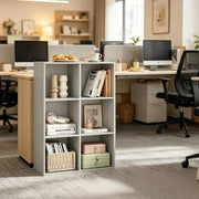 Scaffale a cubi aperto a 6 vani, grigio, in legno ingegnerizzato E1, 59,6 x 89 x 29 cm