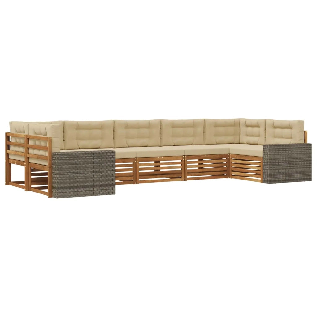 Set di divani da esterno 7 pz Naturale e Beige 3383821