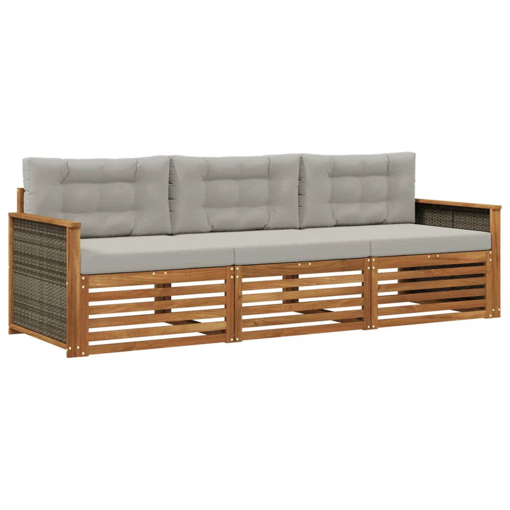 Set di divani da esterno 3 pz Naturale e Grigio Chiaro 3382959