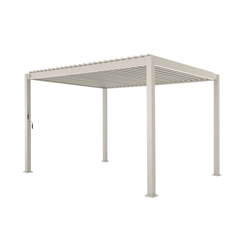 Pergola bioclimatica 3x4m in alluminio + 2 tende da 3m + 1 tenda da 4m