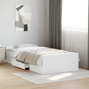 Giroletto con Cassetti-Struttura Letto con contenitore Bianco 75x190 cm in Legno Multistrato 583066