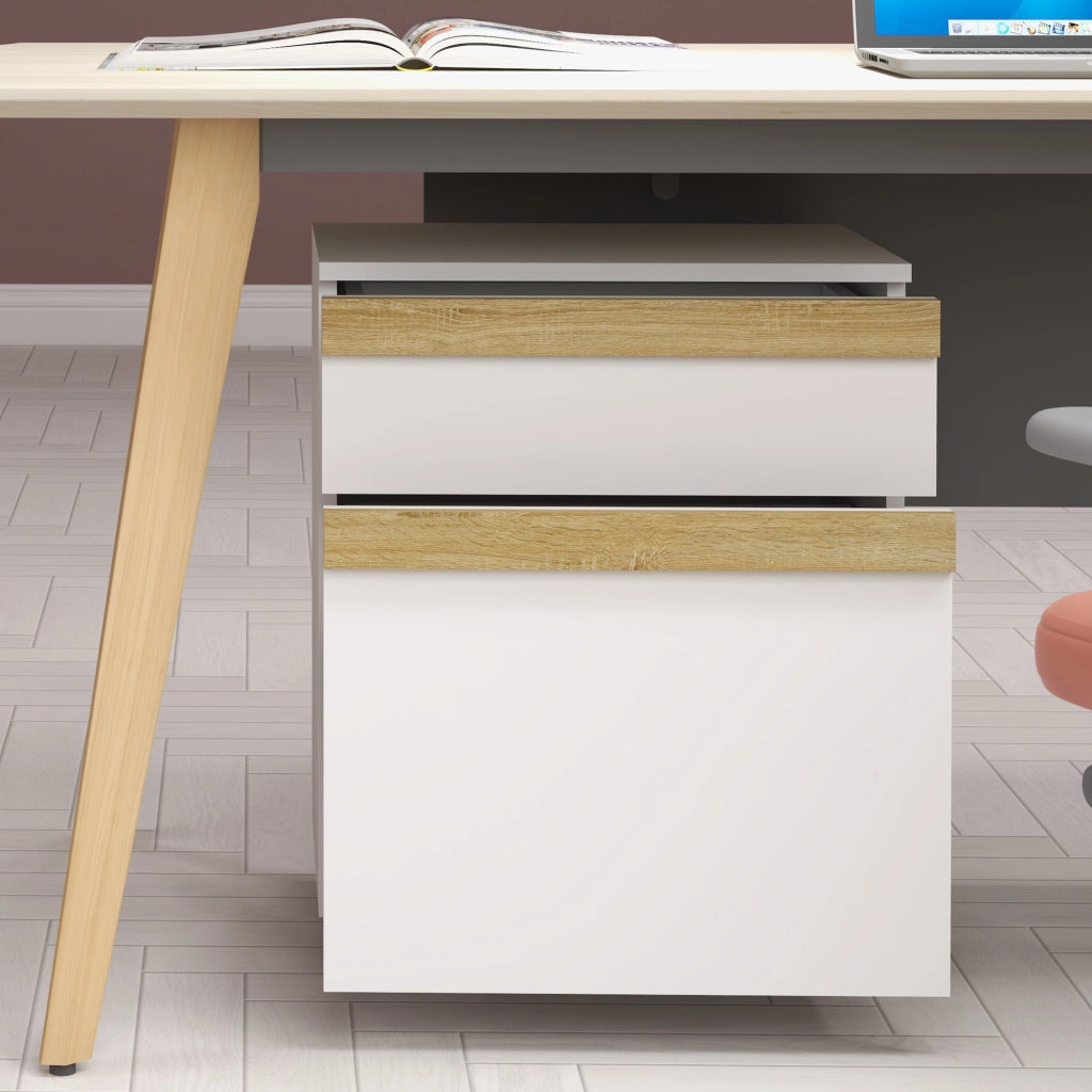 Cassettiera ufficio mobile con rotelle 2 cassetti bianco 48x40x59,5 cm ¨C Xylo