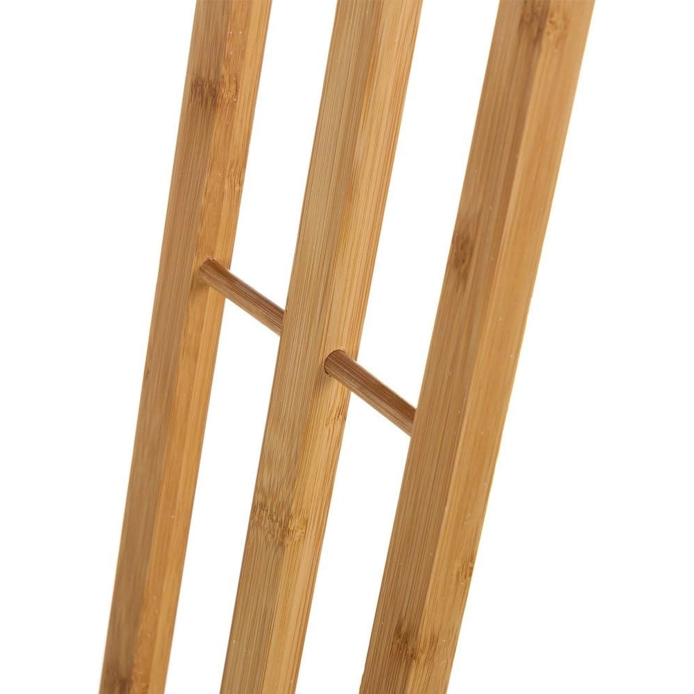 Porta Asciugamani Da Terra In Legno Bambu Carbonizzato 3 Braccia Piantana Bagno