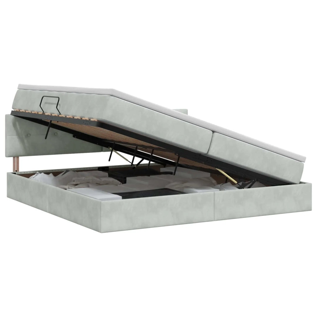 Letto con Contenitore Grigio Chiaro 200 x 200 cm Velluto 3458829
