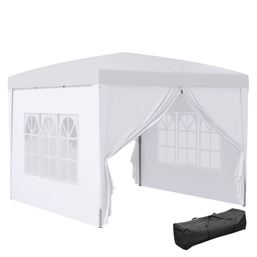 Gazebo 3x3 m Pieghevole e Impermeabile con Pannelli Laterali, in Acciaio e tessuto Oxford, Bianco