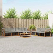 Set di divani da esterno 8 pcs Grigio Naturale e Chiaro