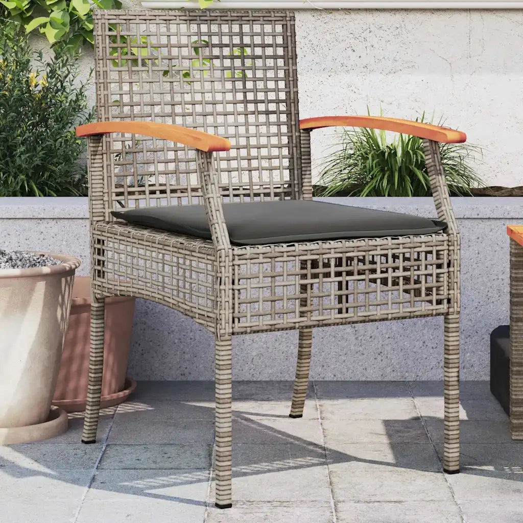 Sedie da Giardino con Cuscini 2pz Grigie in Polyrattan e Acaciacod mxl 92398