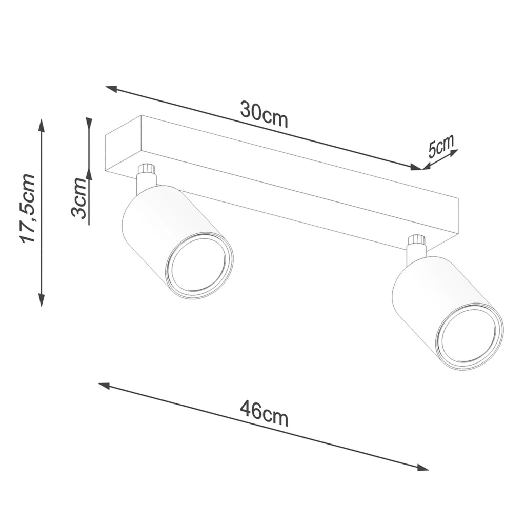 Faretto soffitto doppio nero legno 2xGU10 JUNGLO Pure Lume