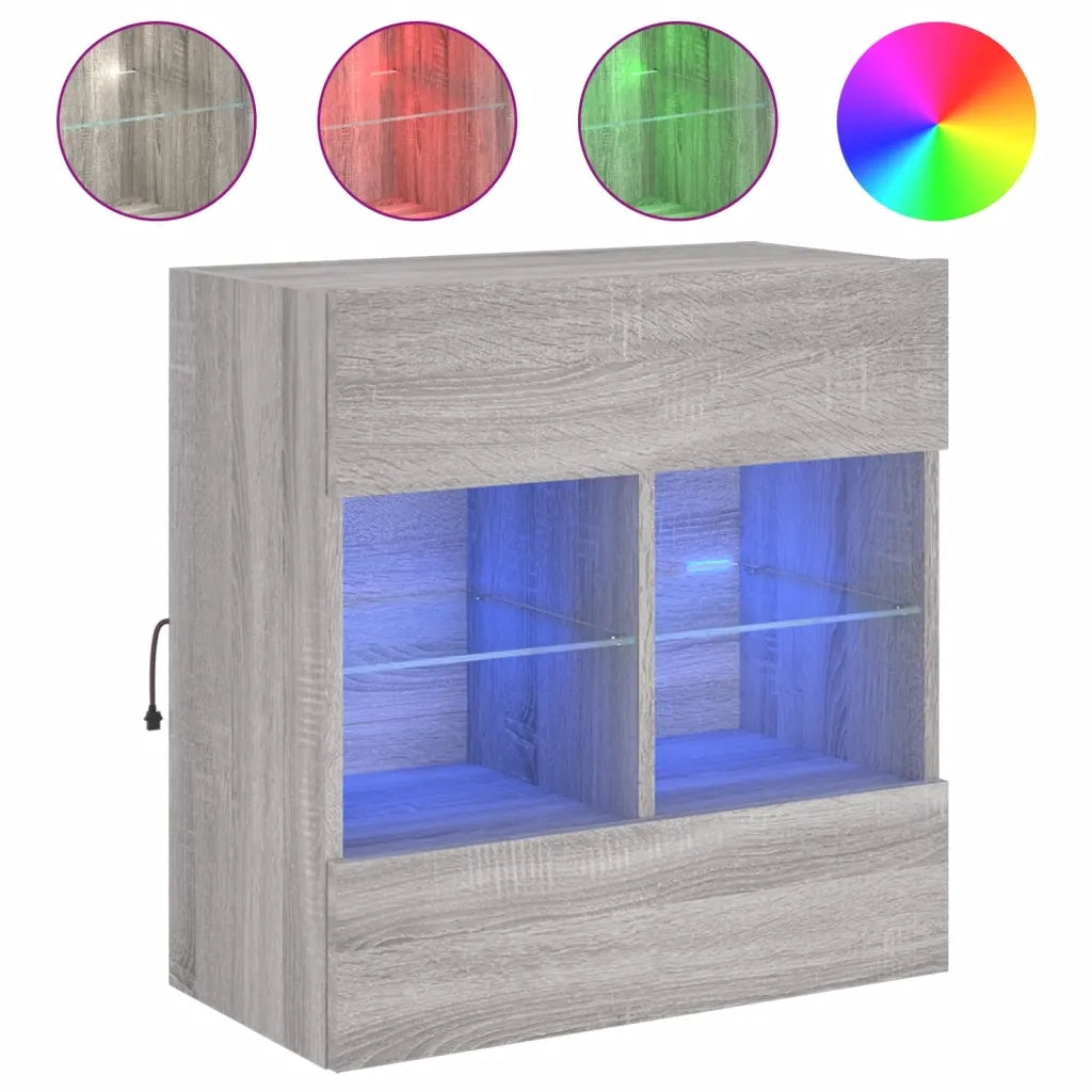 Mobile TV a Parete con Luci LED Grigio Sonoma 58,5x30x60,5 cmcod mxl 86140