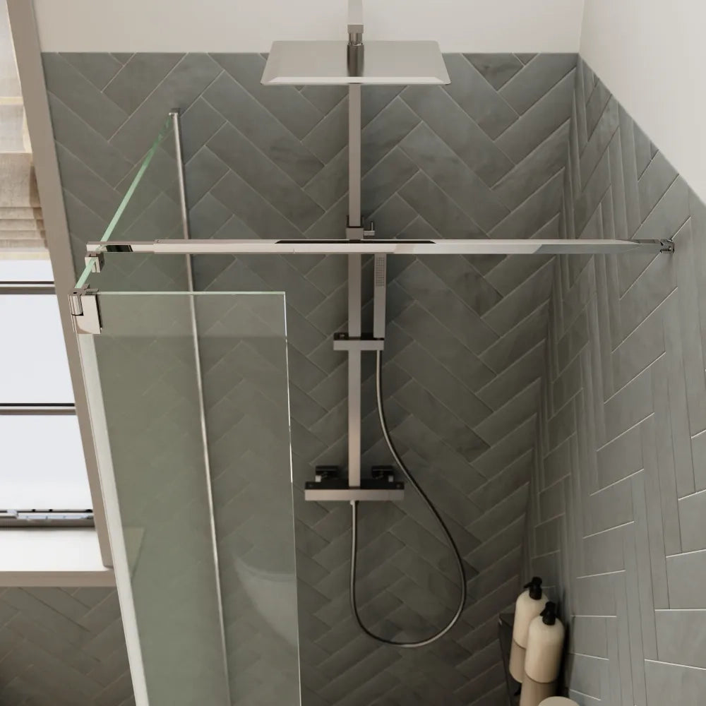 Doccia walk-in 70cm + anta 40cm vetro 8mm trasparente profili cromo | Keros