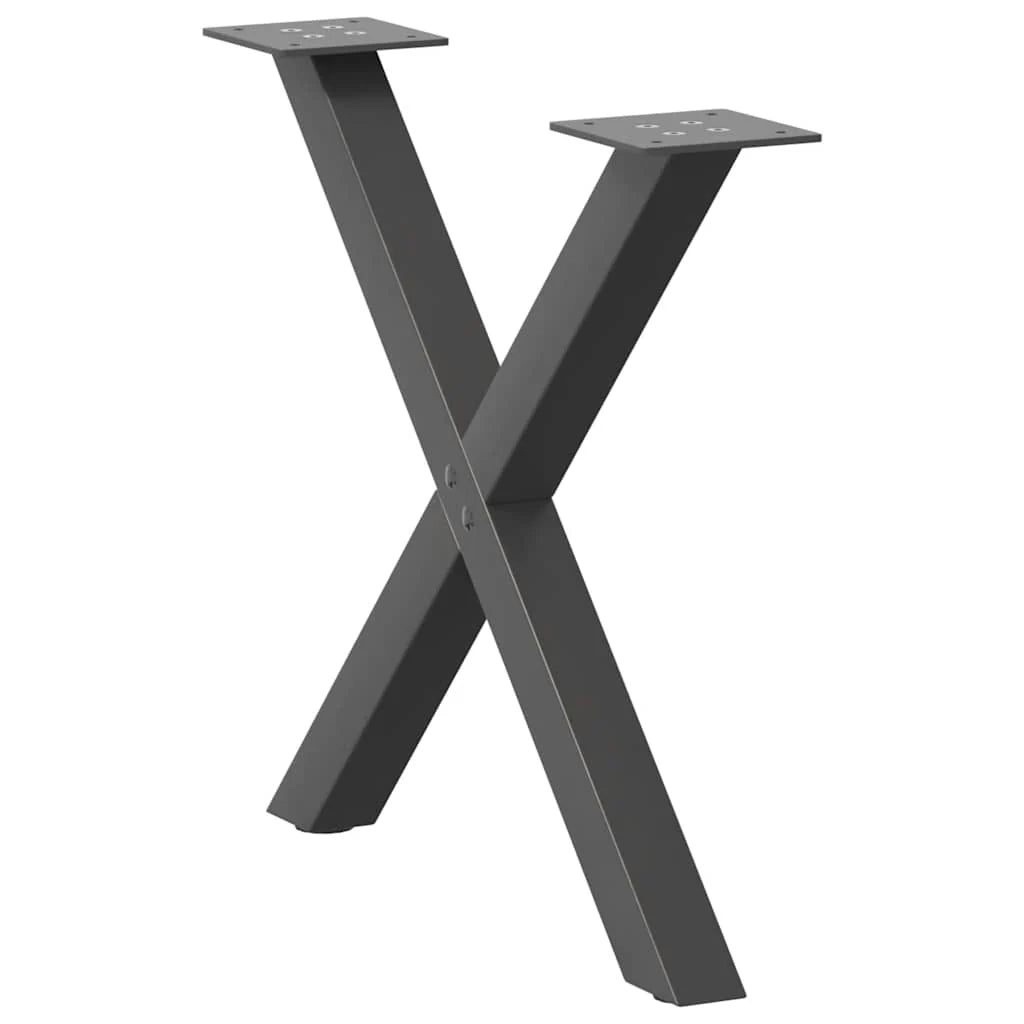 Set di 2 gambe regolabili per tavolino da caffè a forma di X 50 x 42-43 cm acciaio antracite 02_0057171