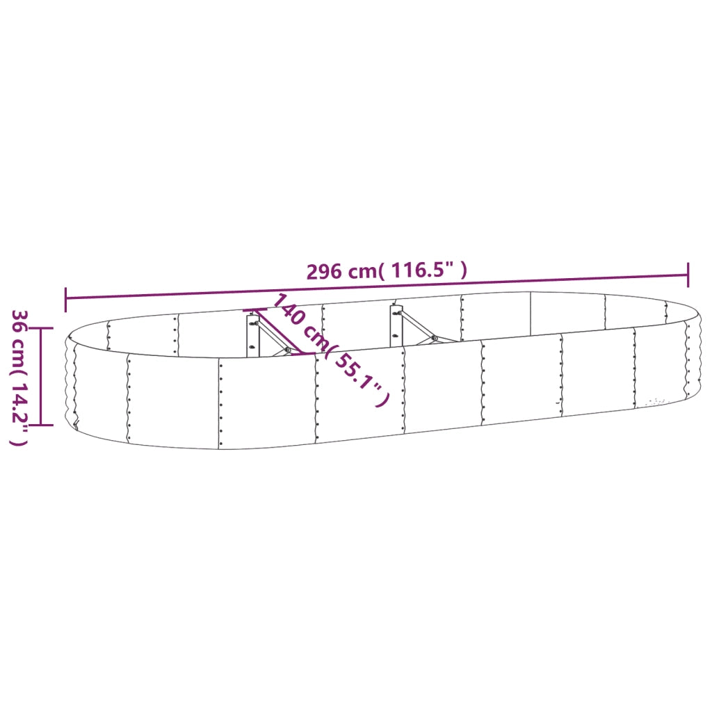 Letto Giardino Acciaio Zincato 296x140x36cm Grigio 319029