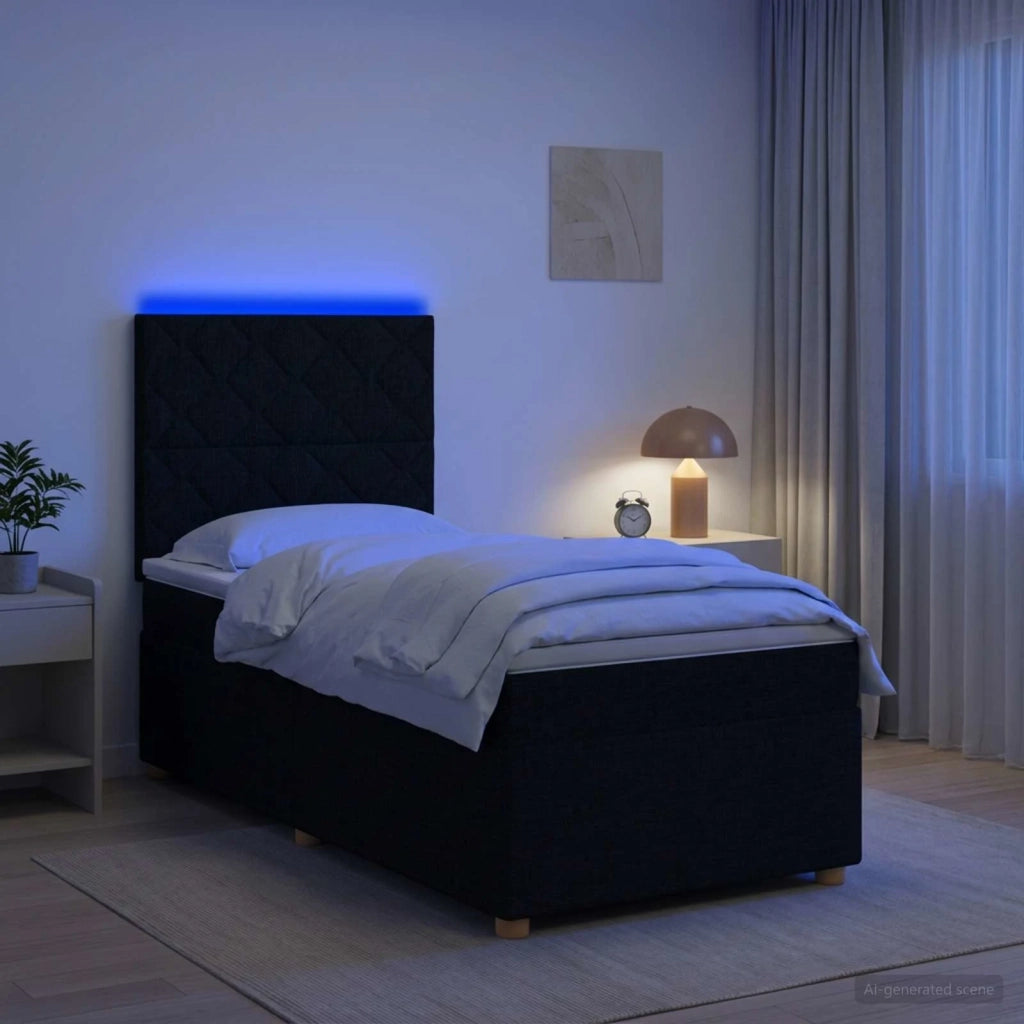 Letto box spring con materasso Nero 80 x 200 cm Tessuto 3455226