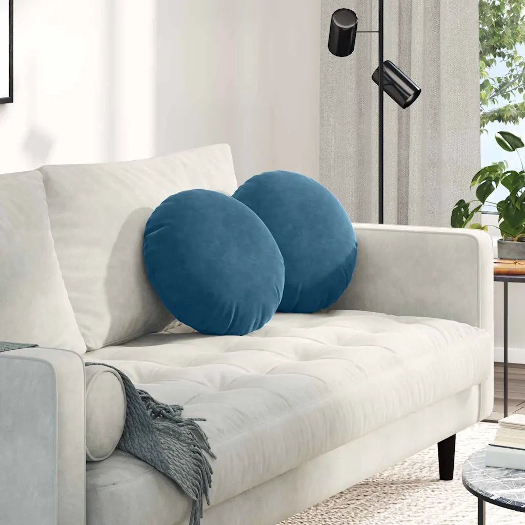 Cuscini per Seduta 2 pcs Blu Ø 40 x 13 cm Velluto 42014136