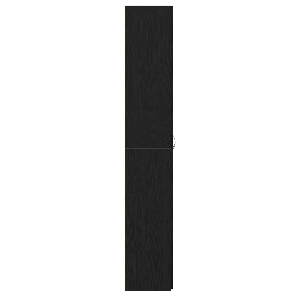 Armadio da Ufficio  Nero Rovere 60x32x190 cm in Legno Ingegnerizzato