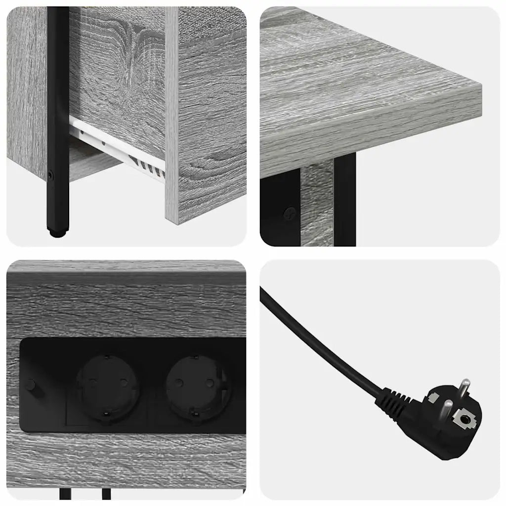 Comodino | Armadio da Notte | Mobiletto da notte con cassetto Grigio Sonoma 60 x 30 x 61 cm