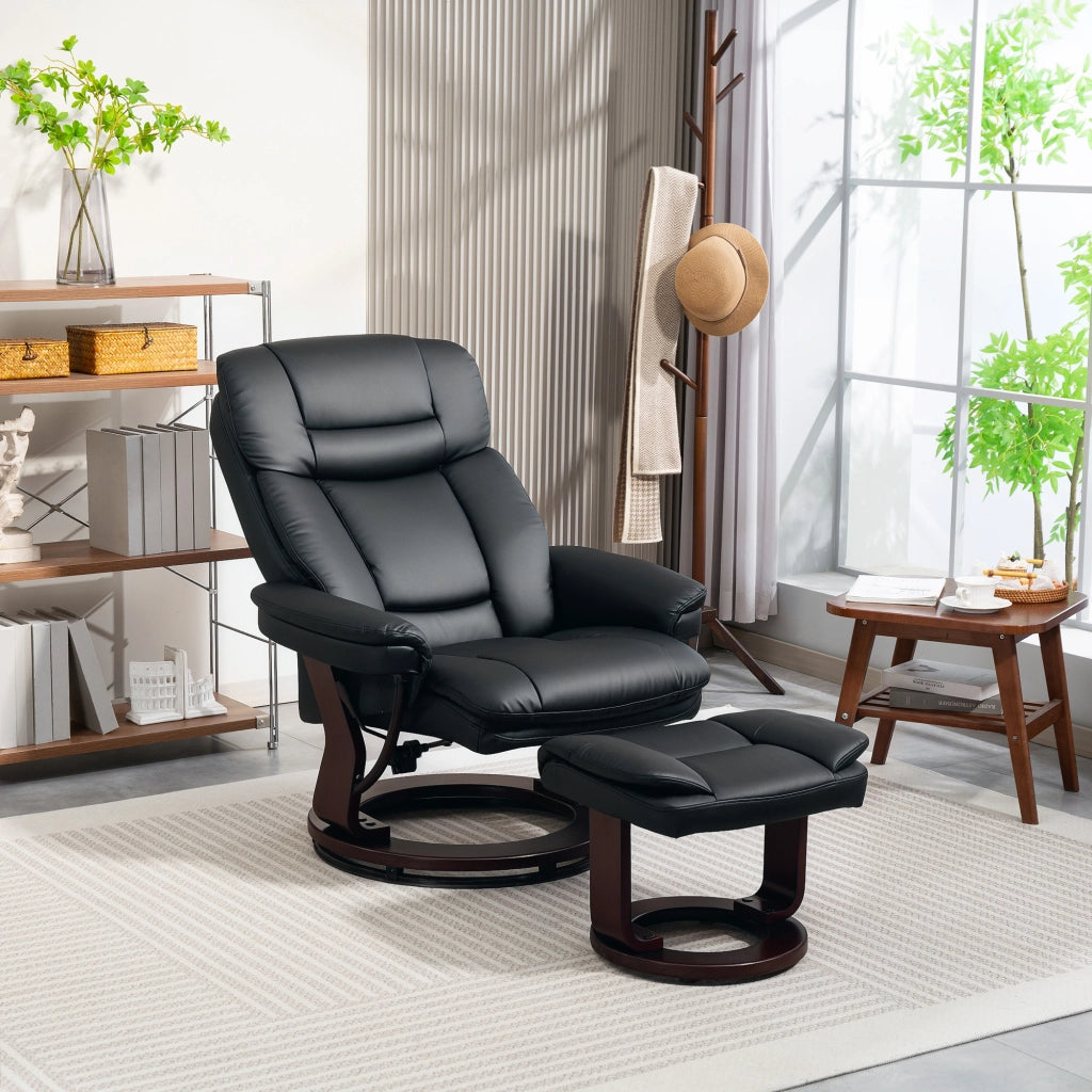 Poltrona Relax Reclinabile con Poggiapiedi ¨C Zephmum ¨C Nero, Similpelle