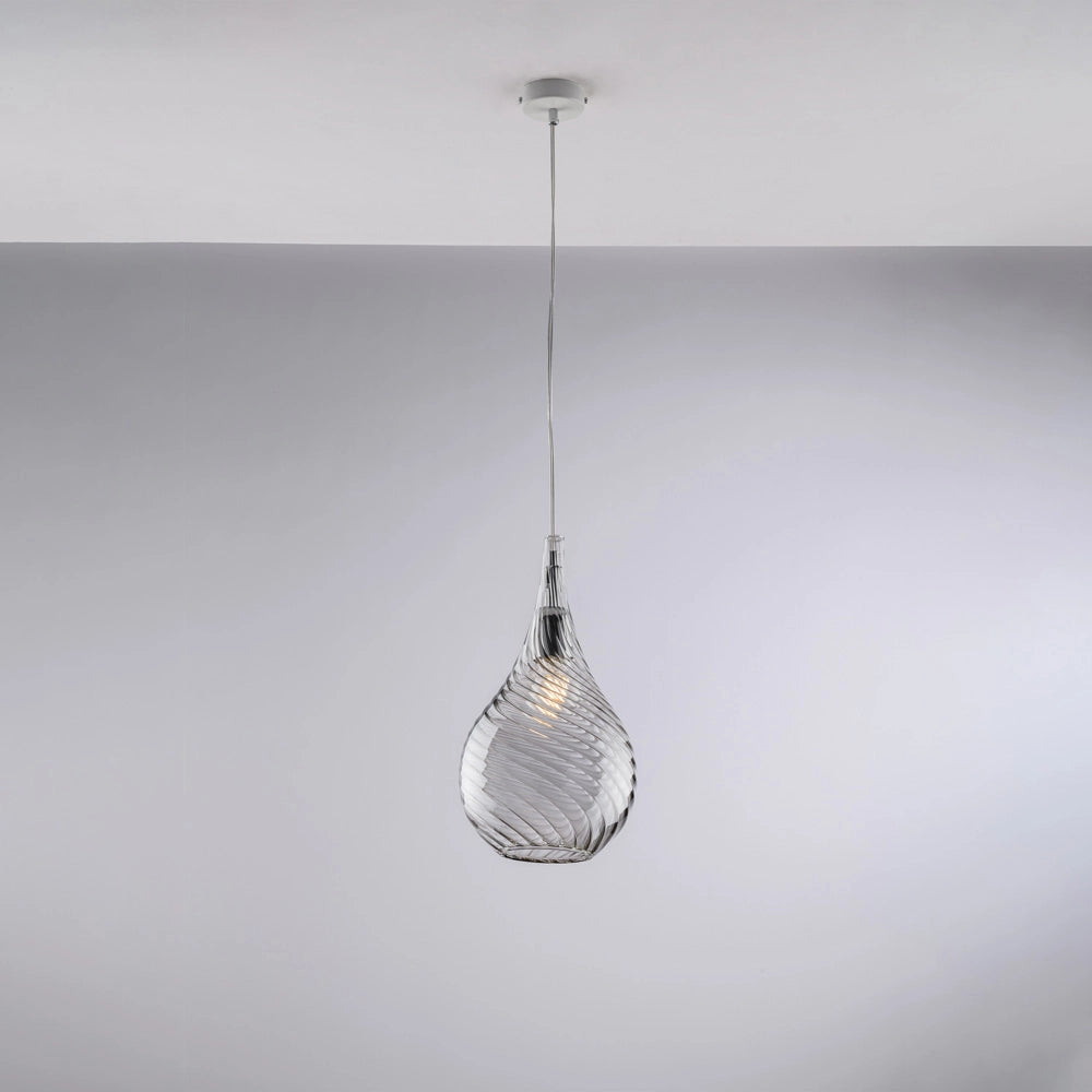 Lampadario Moderno Pluvia Metallo Grigio Fumè 1 Luce E27