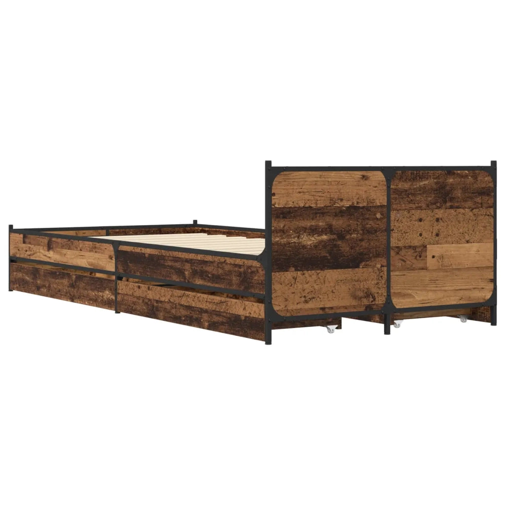 Struttura letto con testata con ruota Legno antico 80 x 200 cm 3429695