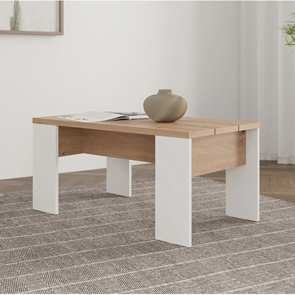 Riposto, Tavolino da Salotto Forma Rettangolare, 90x50x43h cm Marrone Rovere Nodi